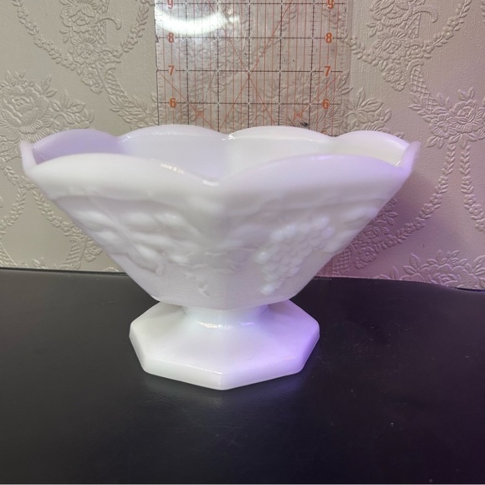Vintage White Milk Glass Pedestal Bowl